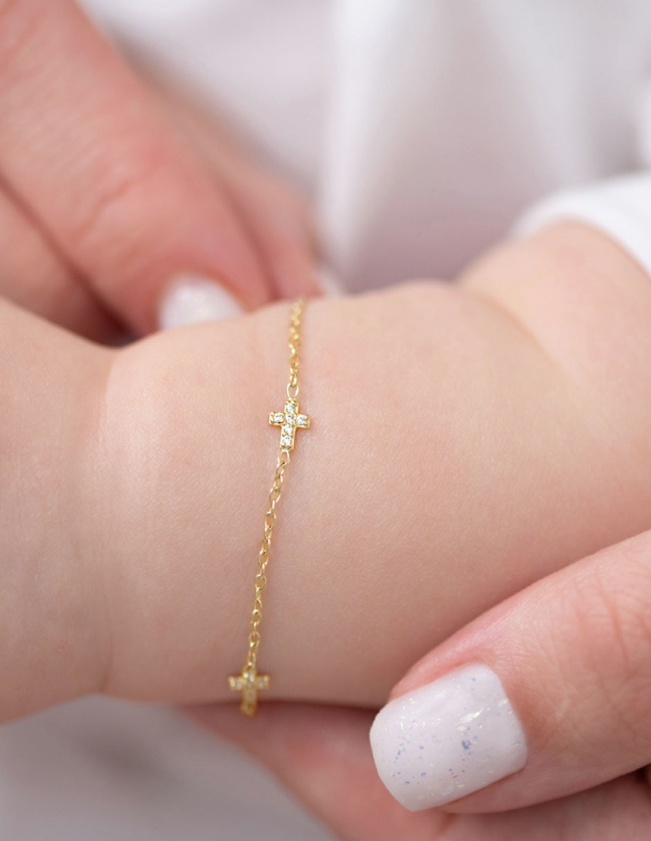 Pulsera de oro amarillo 14 k con acabado brillante 3