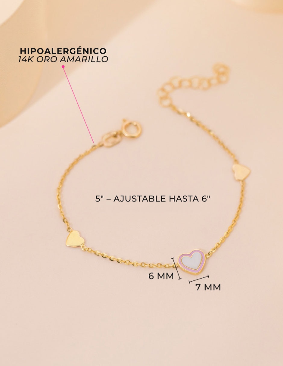 Pulsera de oro amarillo 14 k con acabado pulido 6