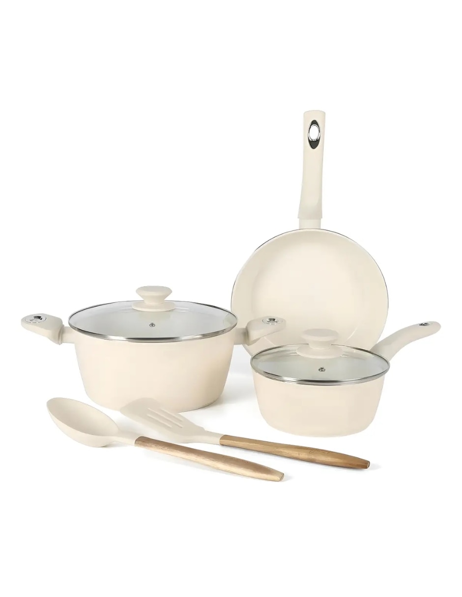 Batería de cocina Gibson Home de cerámica antiadherente de 7 piezas