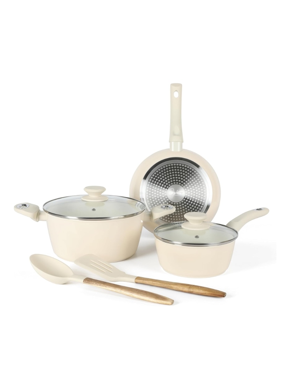 Batería de cocina Gibson Home de cerámica antiadherente de 7 piezas
