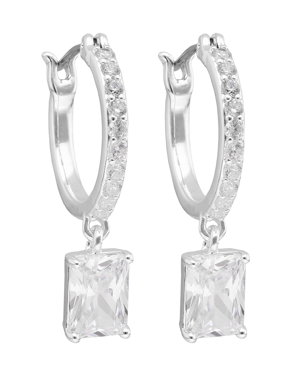 Aretes largos NAPIER con acabado plateado zirconia