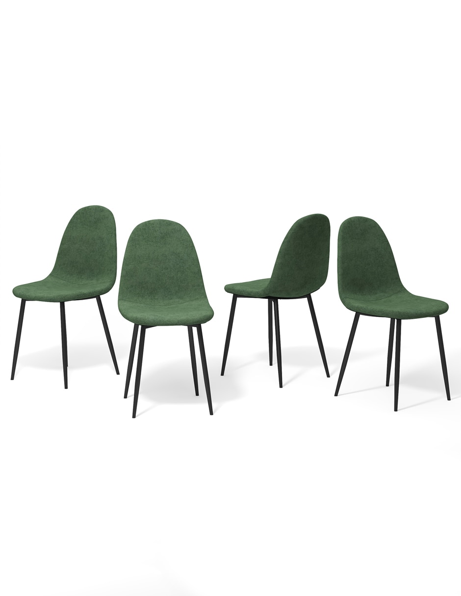 Juego de sillas 4 piezas charlton dream green de metal y tela