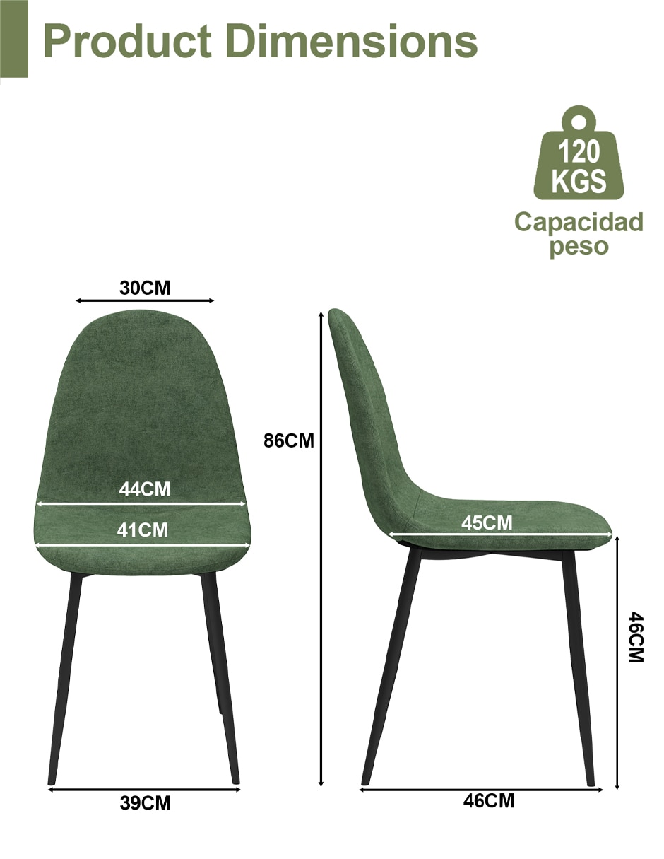 Juego de sillas 4 piezas Charlton Dream Green Furniturer