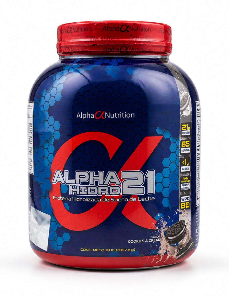 Alpha hidro 21 con proteína de suero de leche sabor cookies & cream de 2.27 kg Alpha hidro 21 con proteína de suero de leche sabor cookies & cream de 2.27 kg