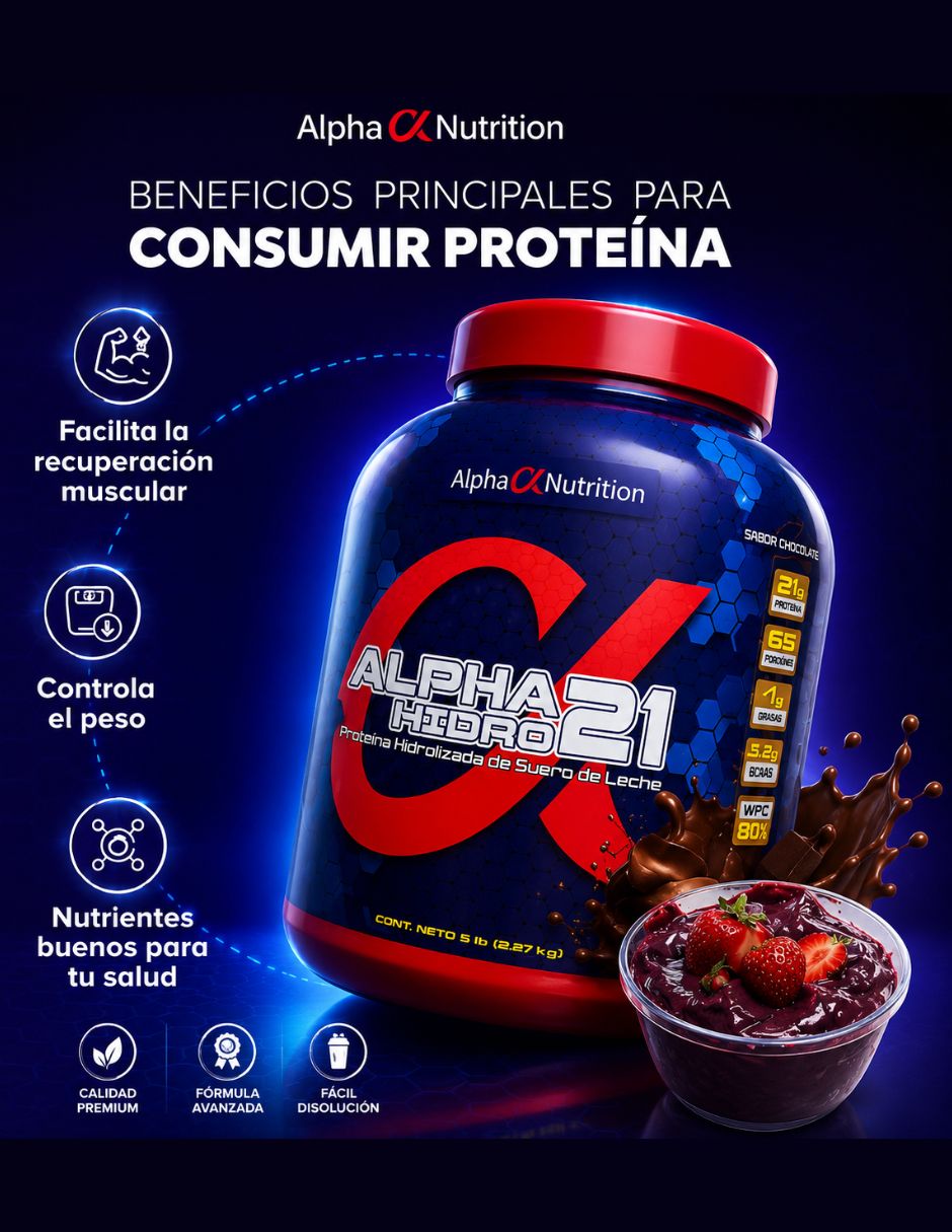 Alpha hidro 21 con proteína de suero de leche sabor cookies & cream de 2.27 kg 3