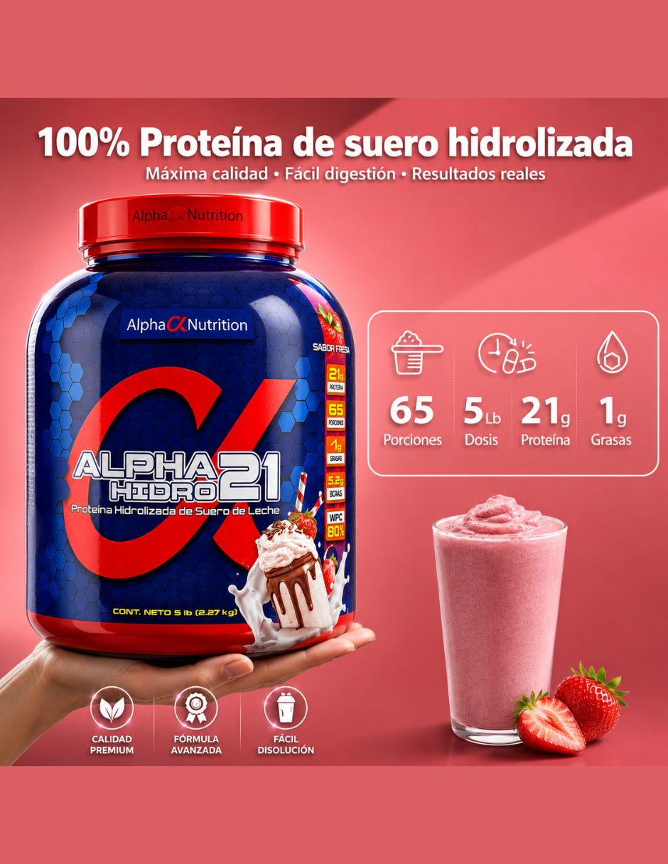 Alpha hidro 21 con proteína de suero de leche sabor cookies & cream de 2.27 kg 4