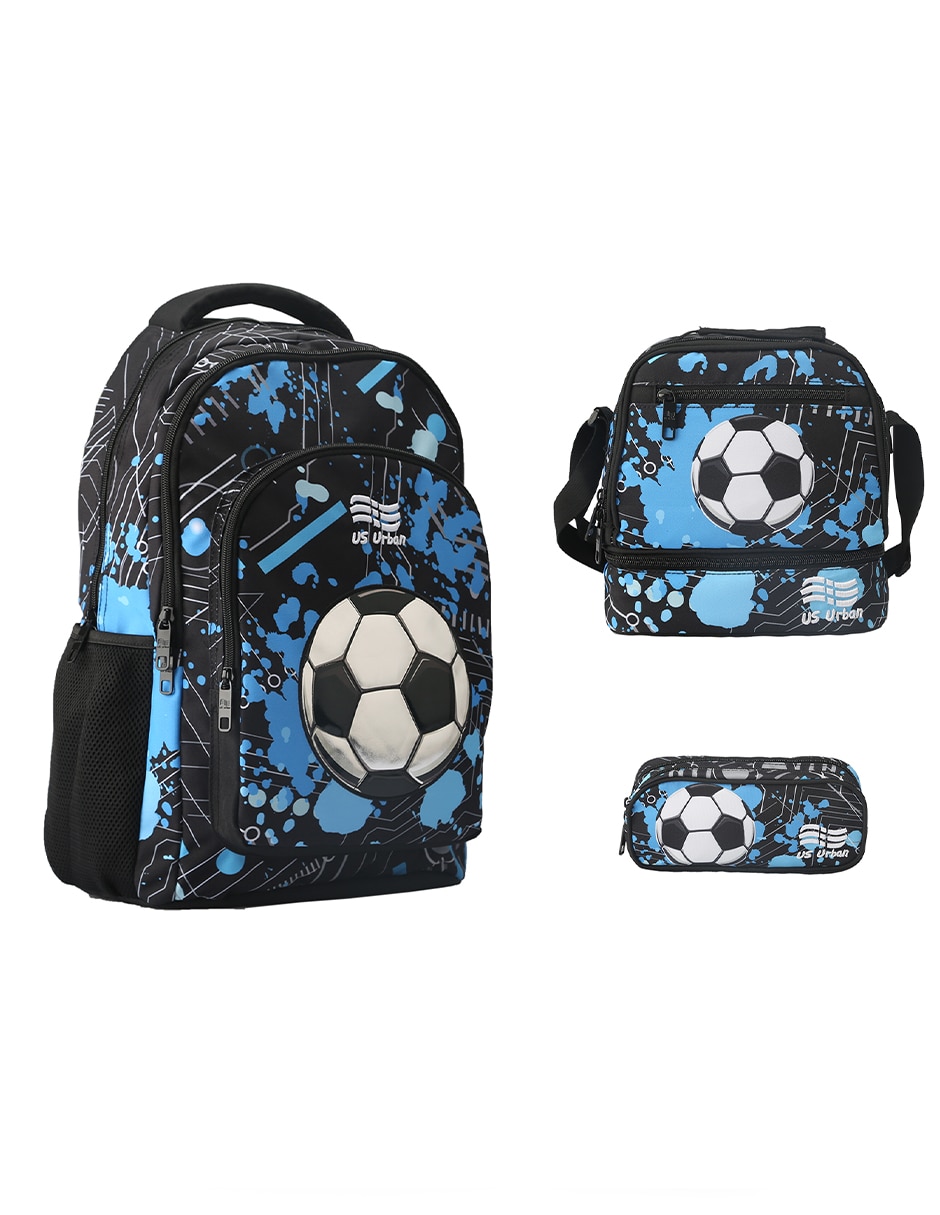 Set mochila escolar Fútbol para niño