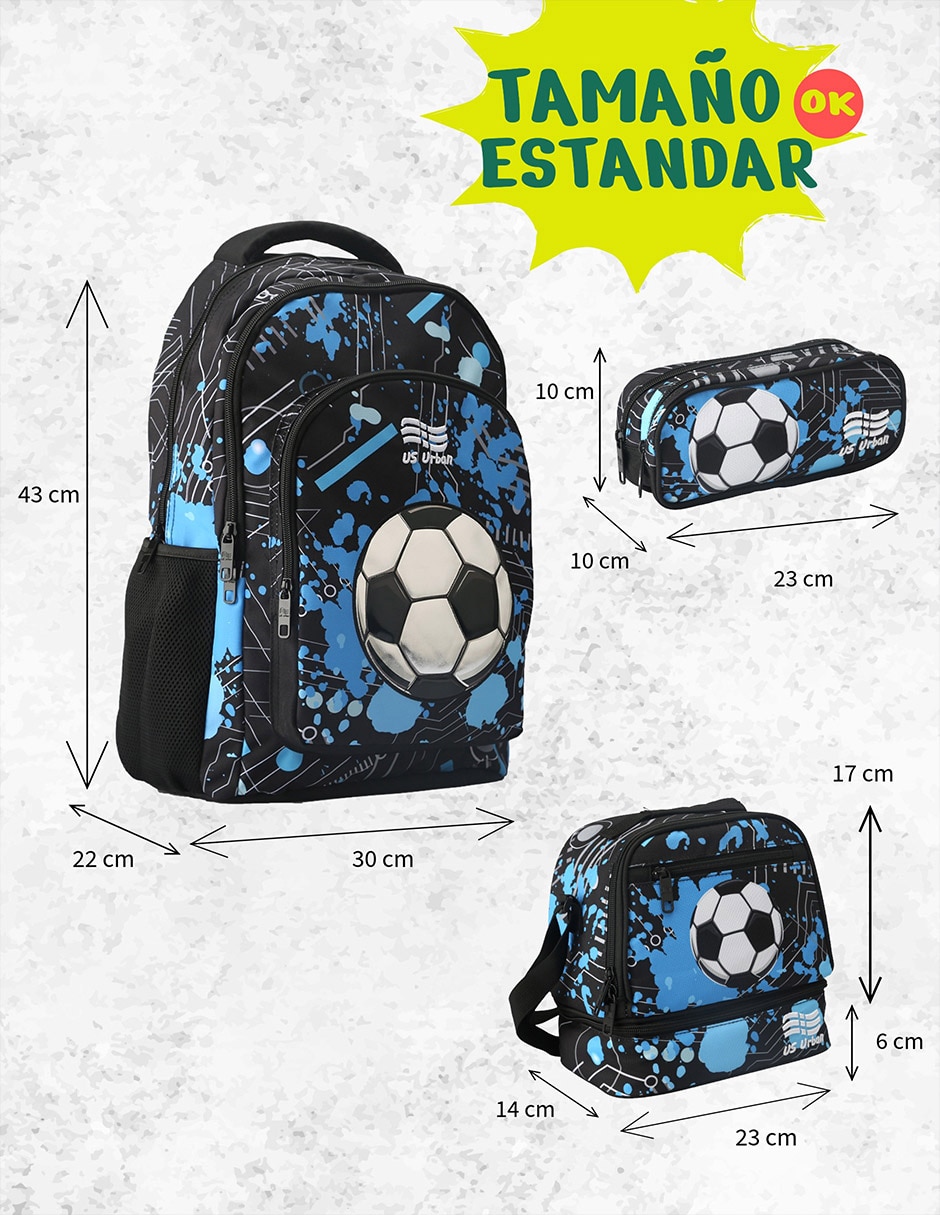 Set mochila escolar Fútbol para niño 7