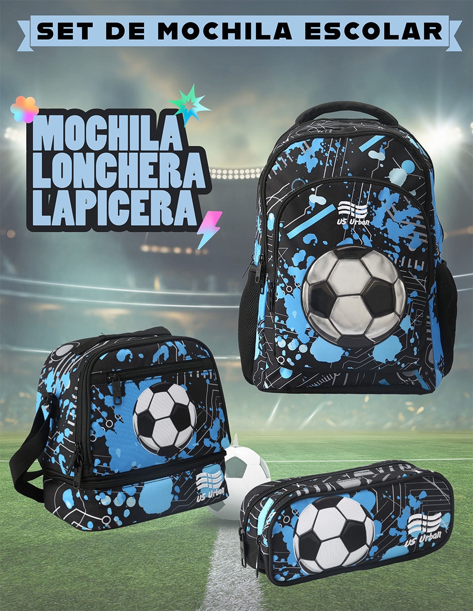 Set mochila escolar Fútbol para niño 3