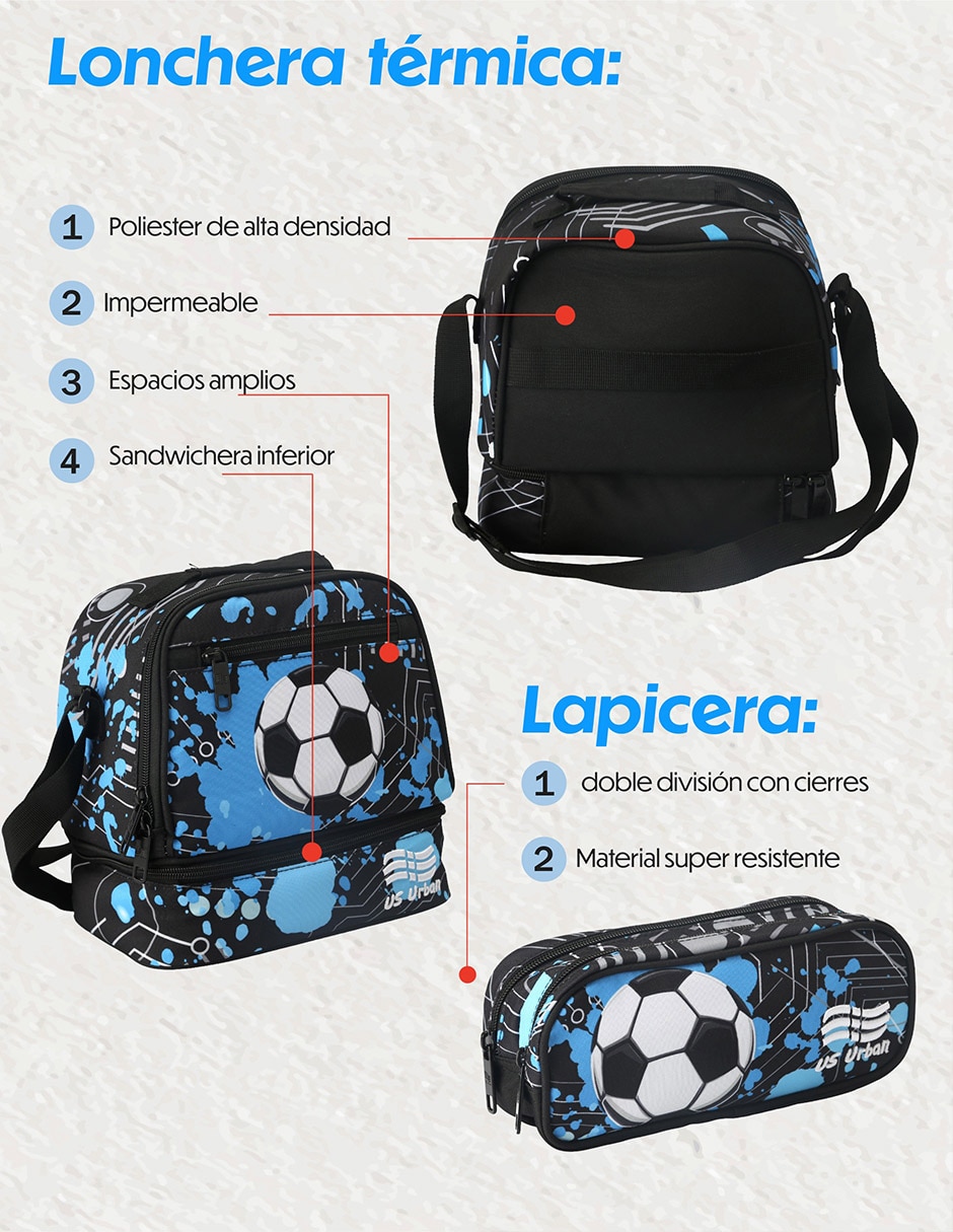 Set mochila escolar Fútbol para niño 5