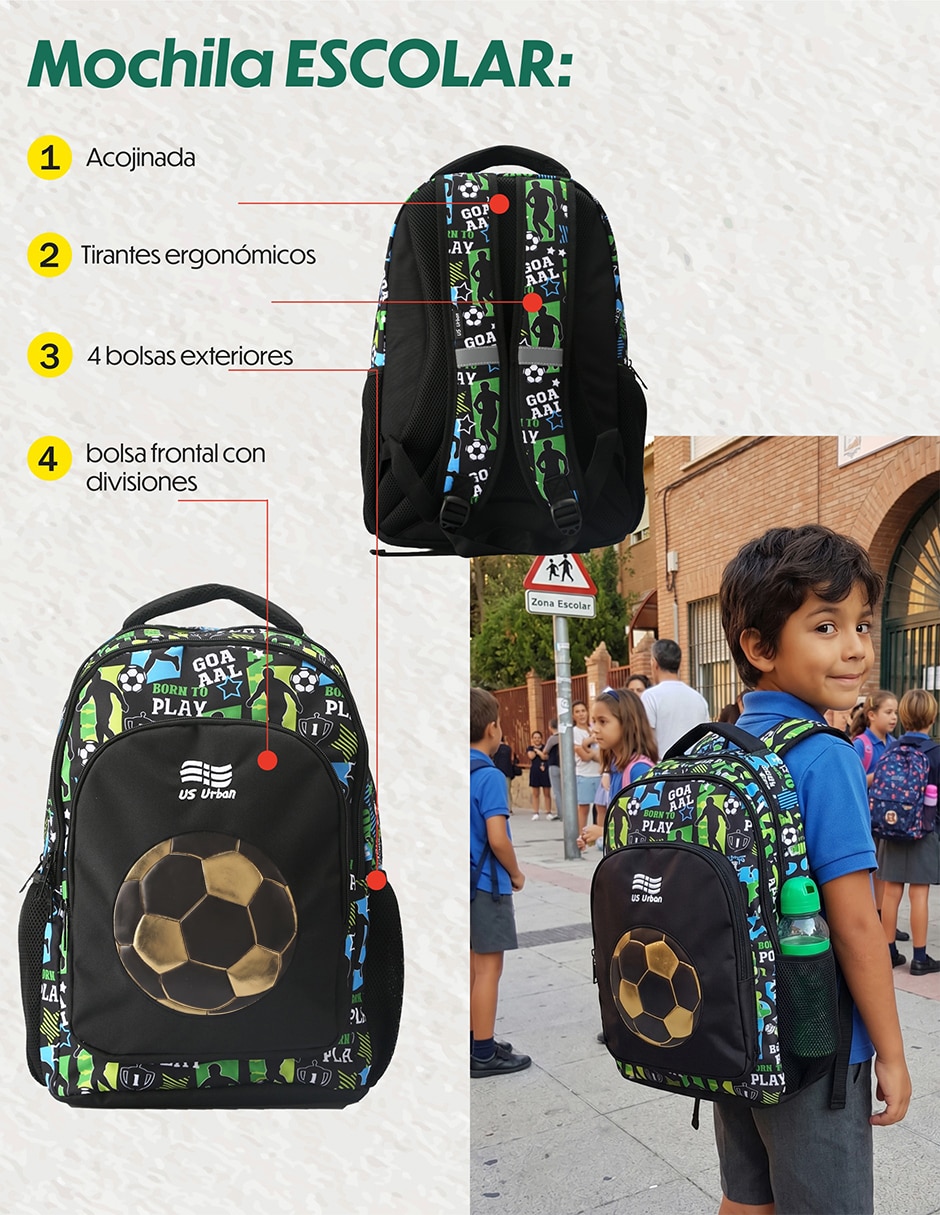 Set mochila escolar Fútbol para niño 4