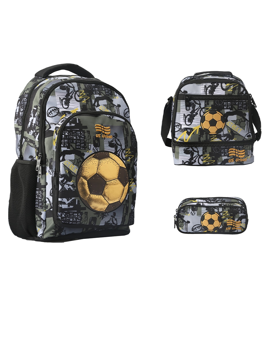 Set mochila escolar Fútbol para niño