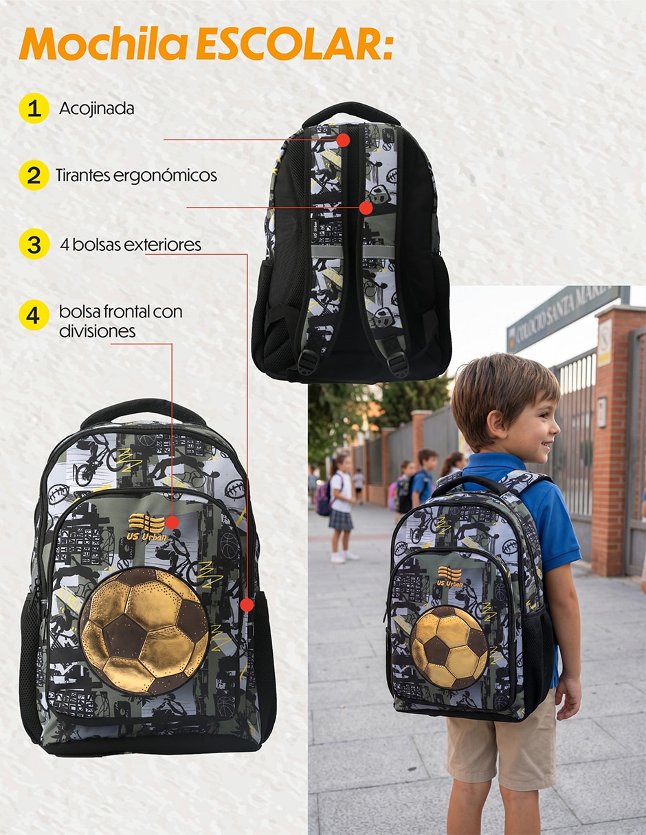 Set mochila escolar Fútbol para niño 4