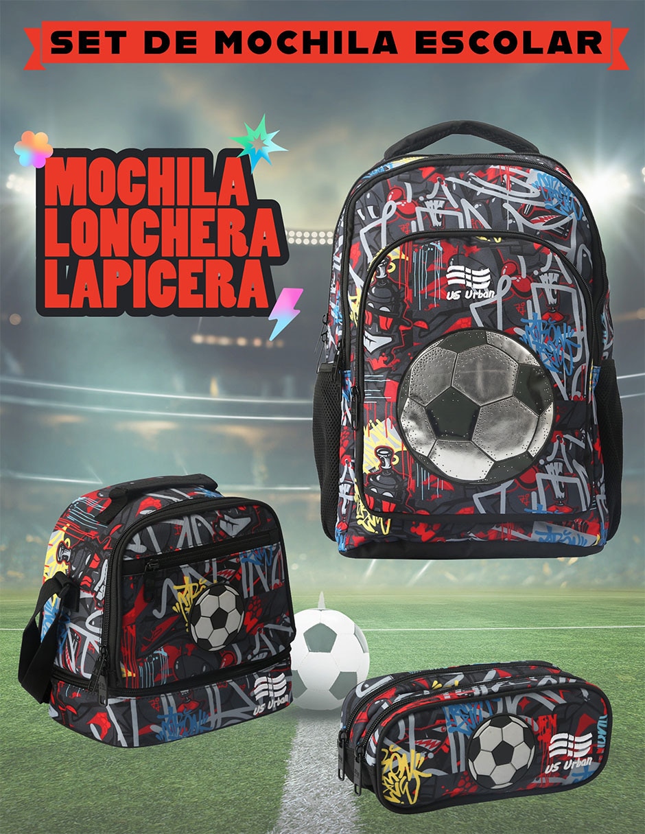 Set mochila escolar Fútbol para niño 3