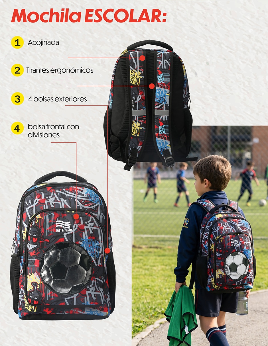 Set mochila escolar Fútbol para niño 4