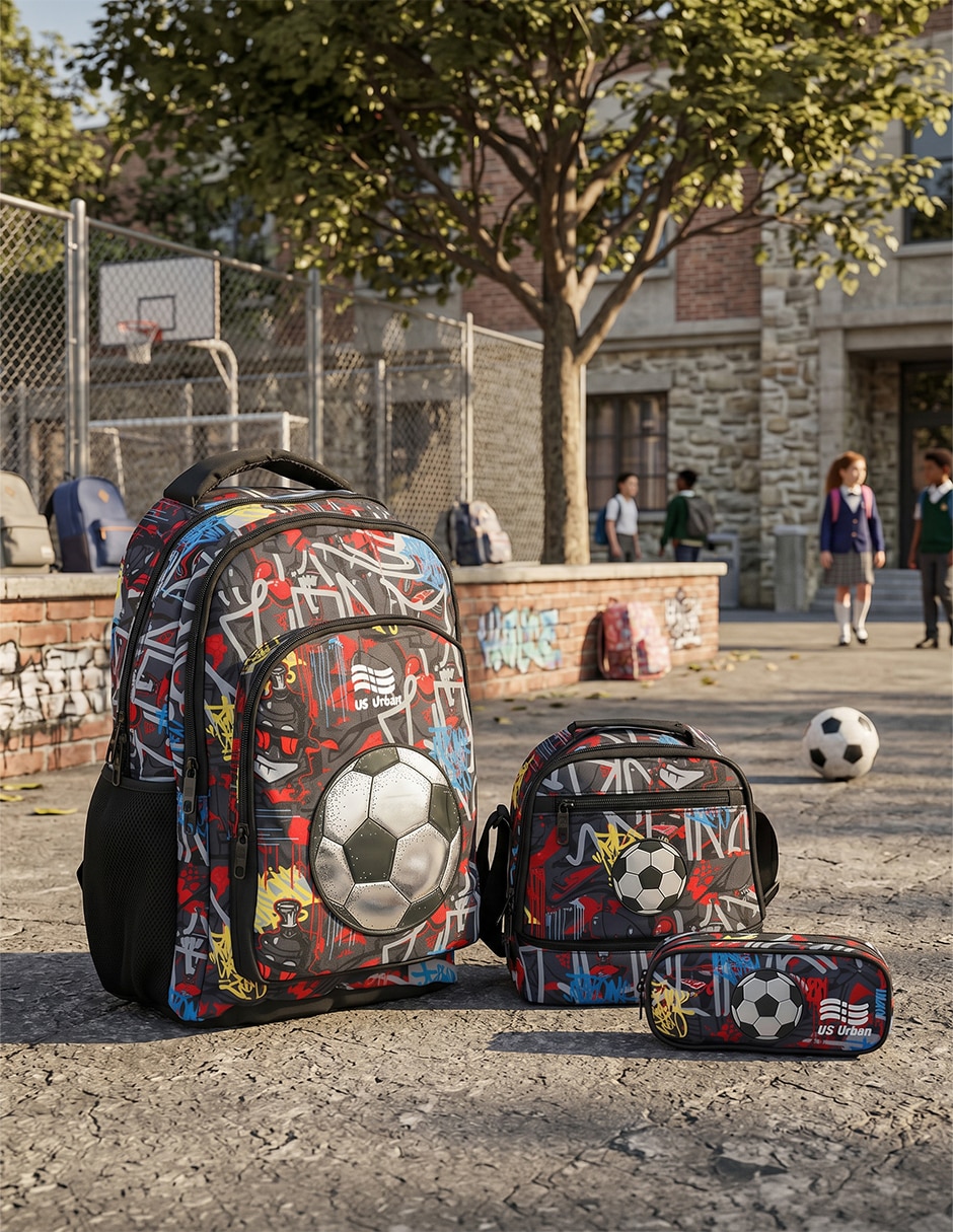 Set mochila escolar Fútbol para niño 6