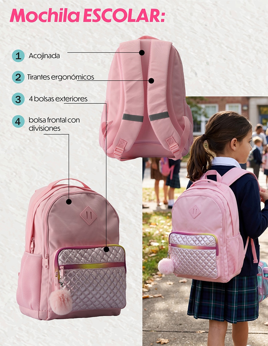 Set mochila escolar Lisa para niña 4