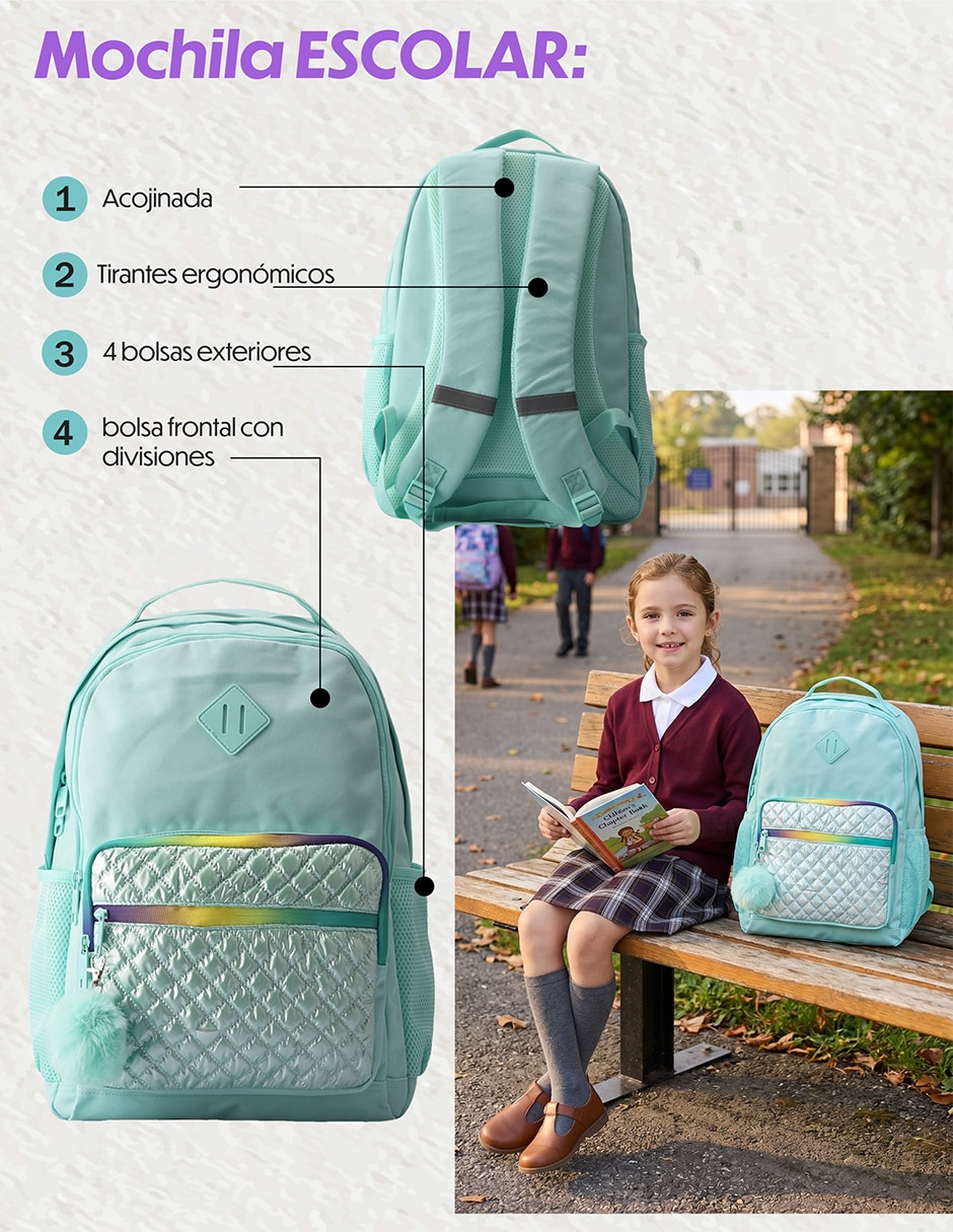 Set mochila escolar Lisa Us Urban para niña