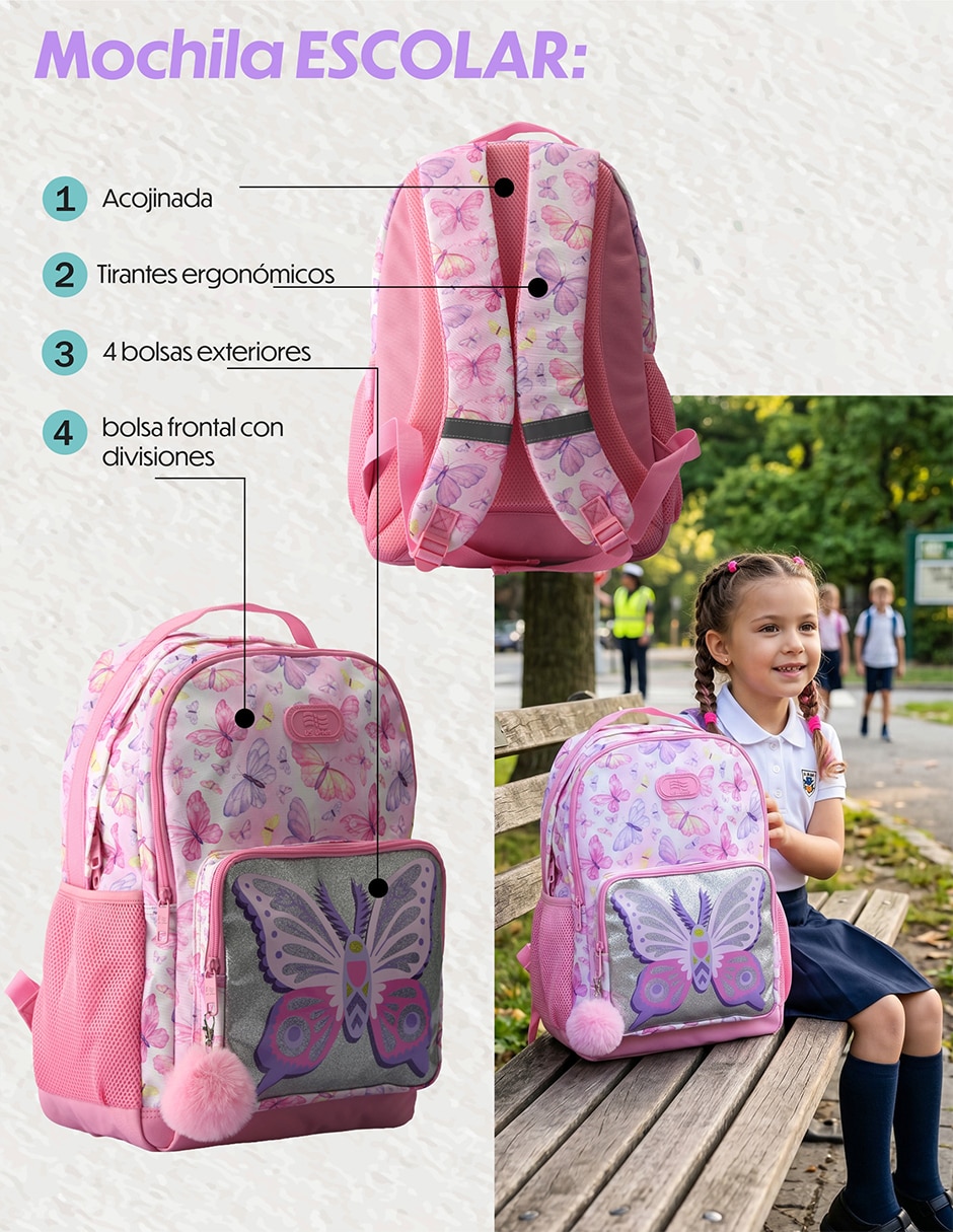 Set mochila escolar Lisa Us Urban para niña