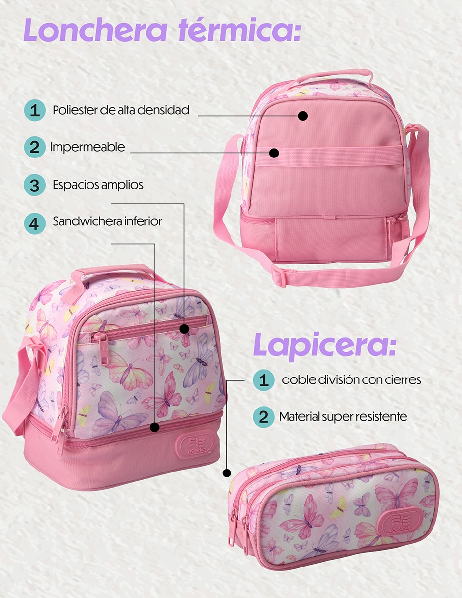Set mochila escolar Lisa Us Urban para niña