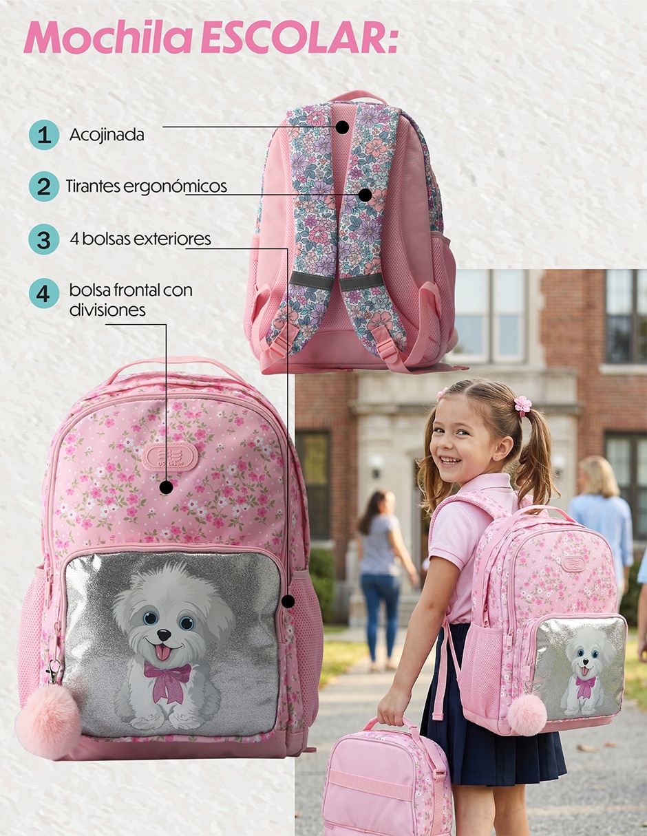 Set mochila escolar Lisa Us Urban para niña