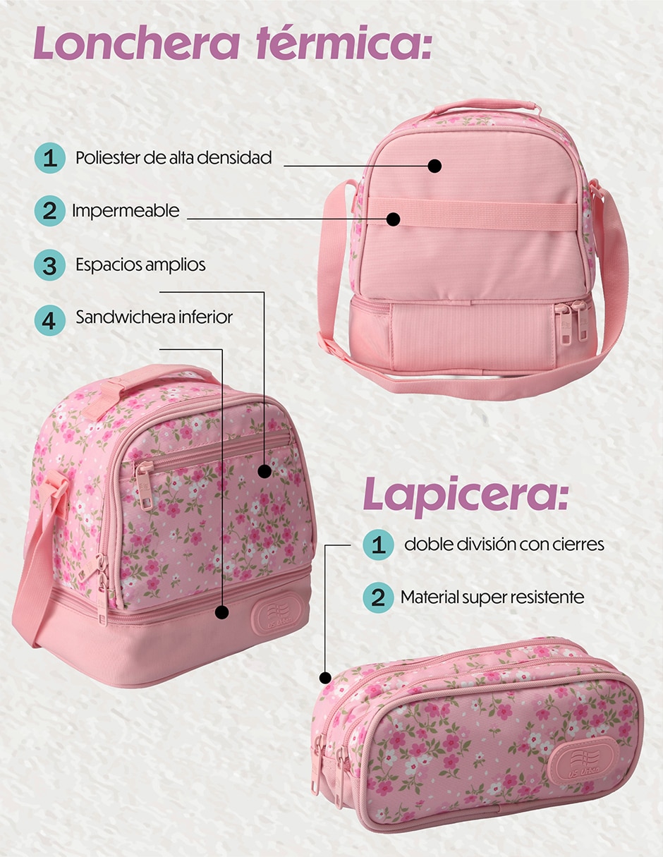 Set mochila escolar Lisa Us Urban para niña