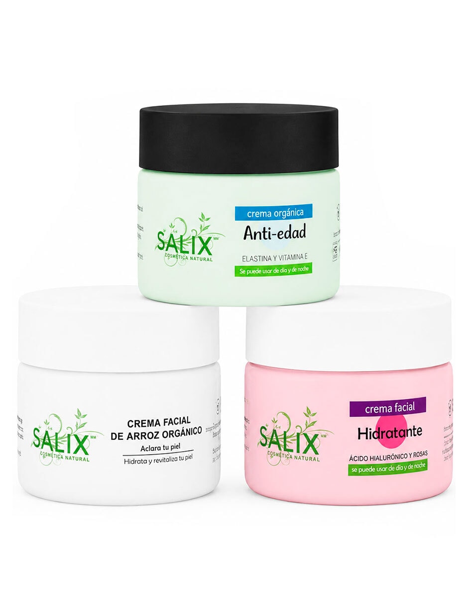 Set cremas facial recomendada prevenir signos de la edad de día y noche Salix Cosmetica Natural para todo tipo de piel
