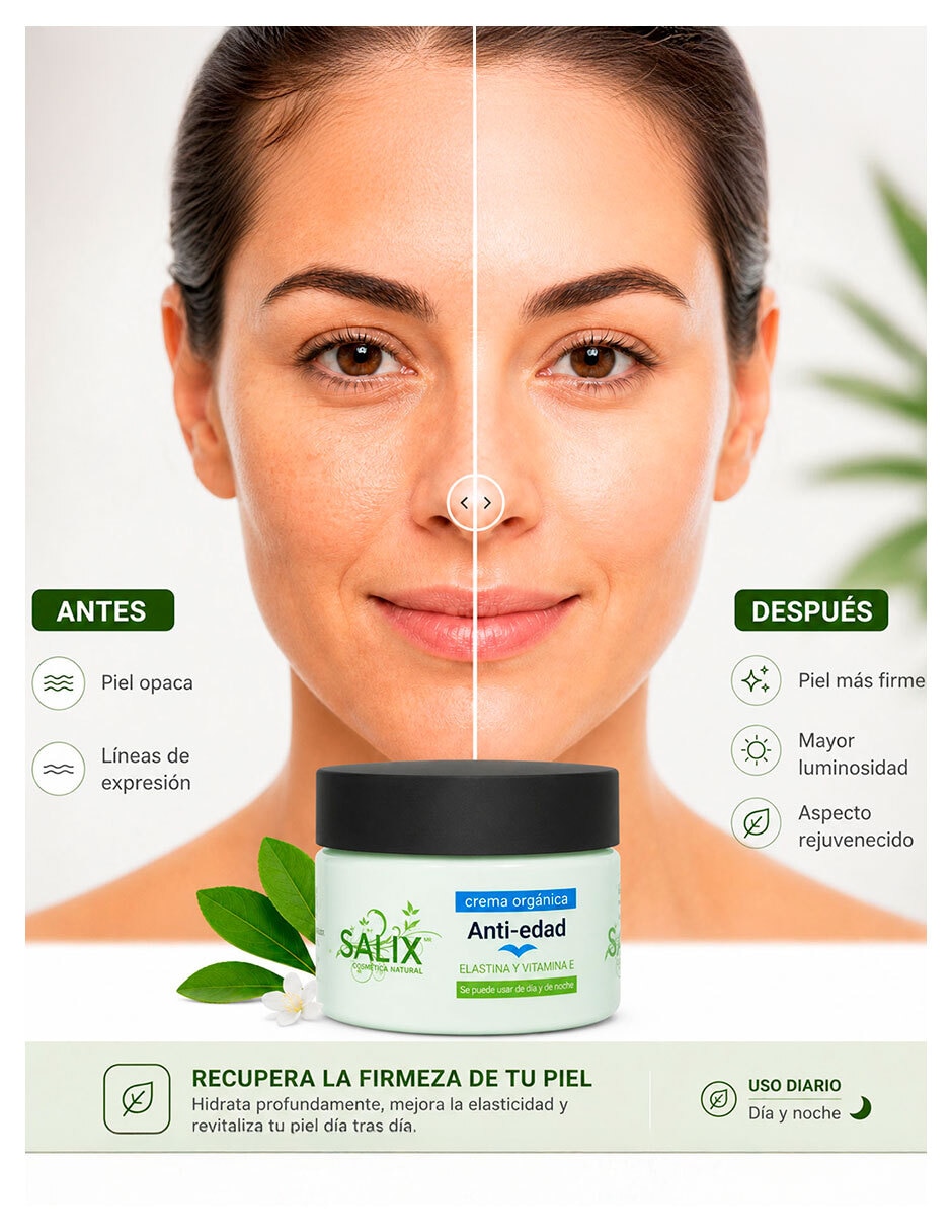 Set cremas facial recomendada prevenir signos de la edad de día y noche Salix Cosmetica Natural para todo tipo de piel