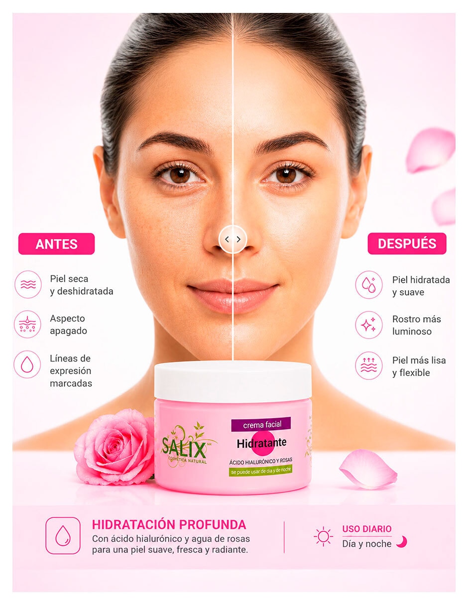 Set cremas facial recomendada prevenir signos de la edad de día y noche Salix Cosmetica Natural para todo tipo de piel