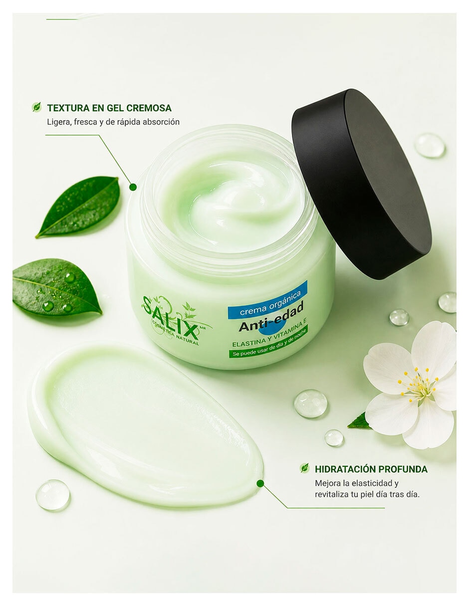 Set cremas facial recomendada prevenir signos de la edad de día y noche Salix Cosmetica Natural para todo tipo de piel