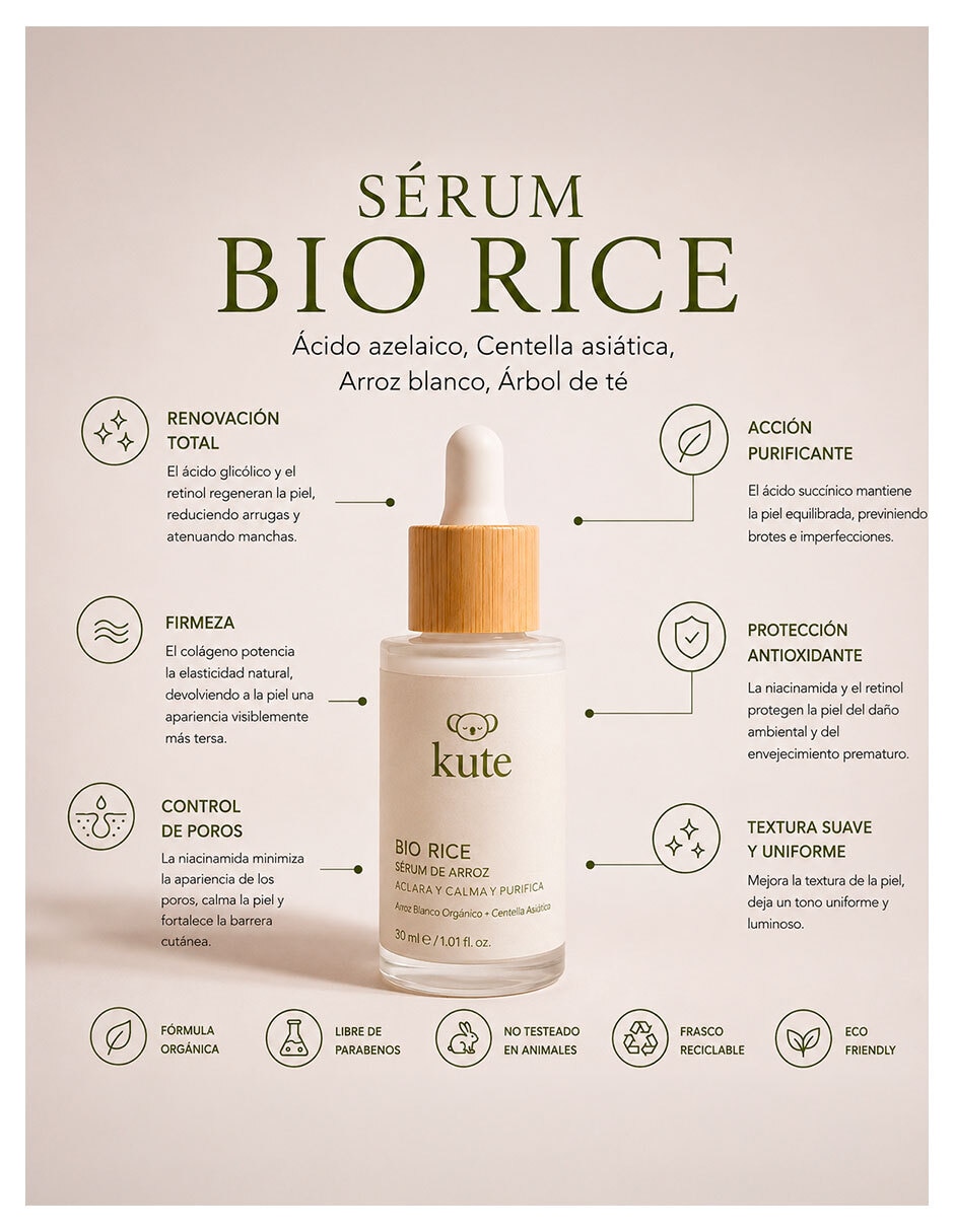 Tratamiento facial Kit Rice Skin antimanchas Cosméticos Kute