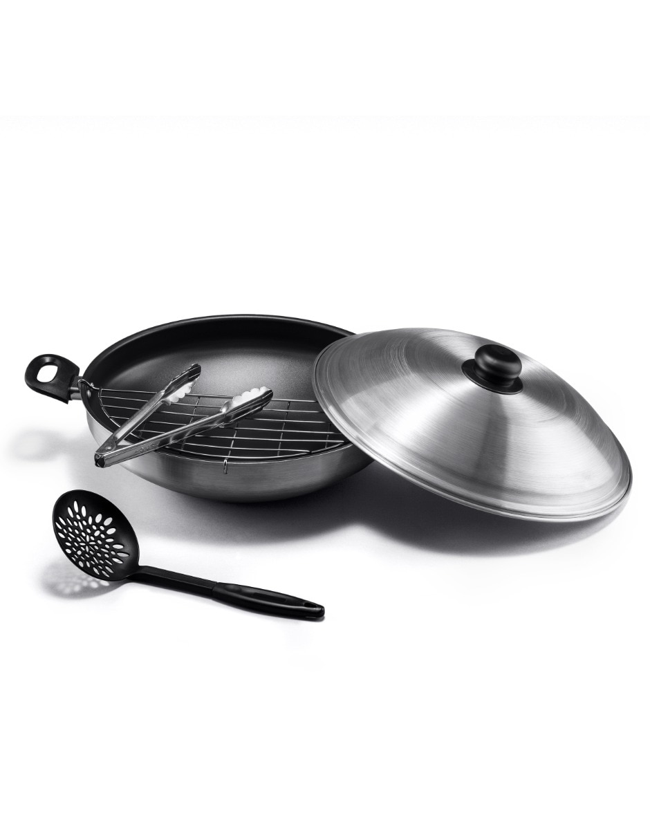 Sartén wok de aluminio 4 piezas