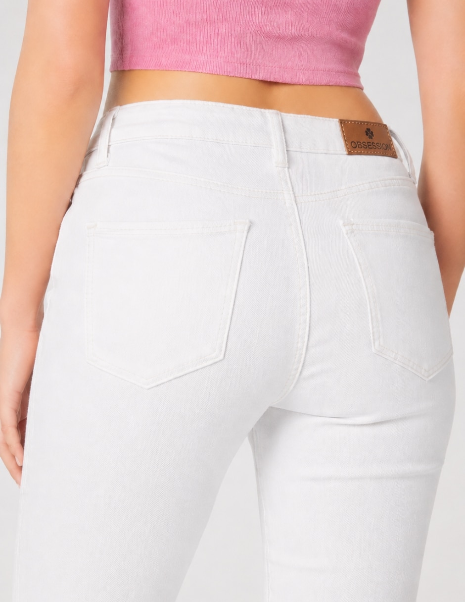 Jeans regular skinny cintura alta obs para mujer 3