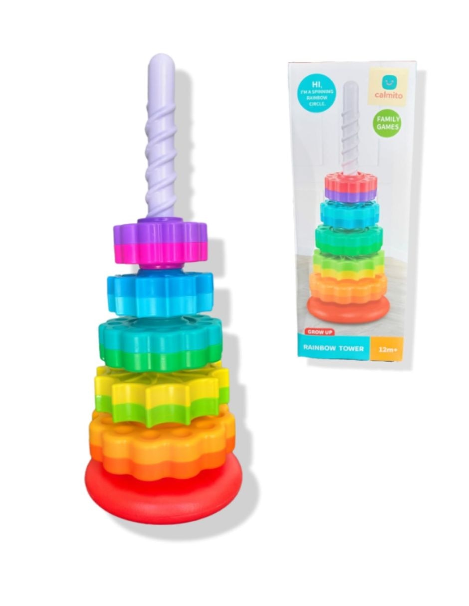 Juguete interactivo Lackbox torre apilable arcoíris Montessori para bebé Juguete interactivo Lackbox torre apilable arcoíris Montessori para bebé