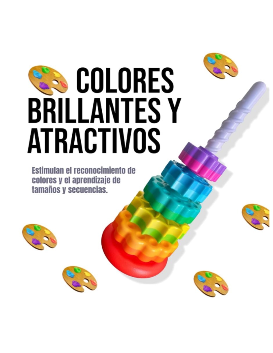 Juguete interactivo Lackbox torre apilable arcoíris Montessori para bebé 2