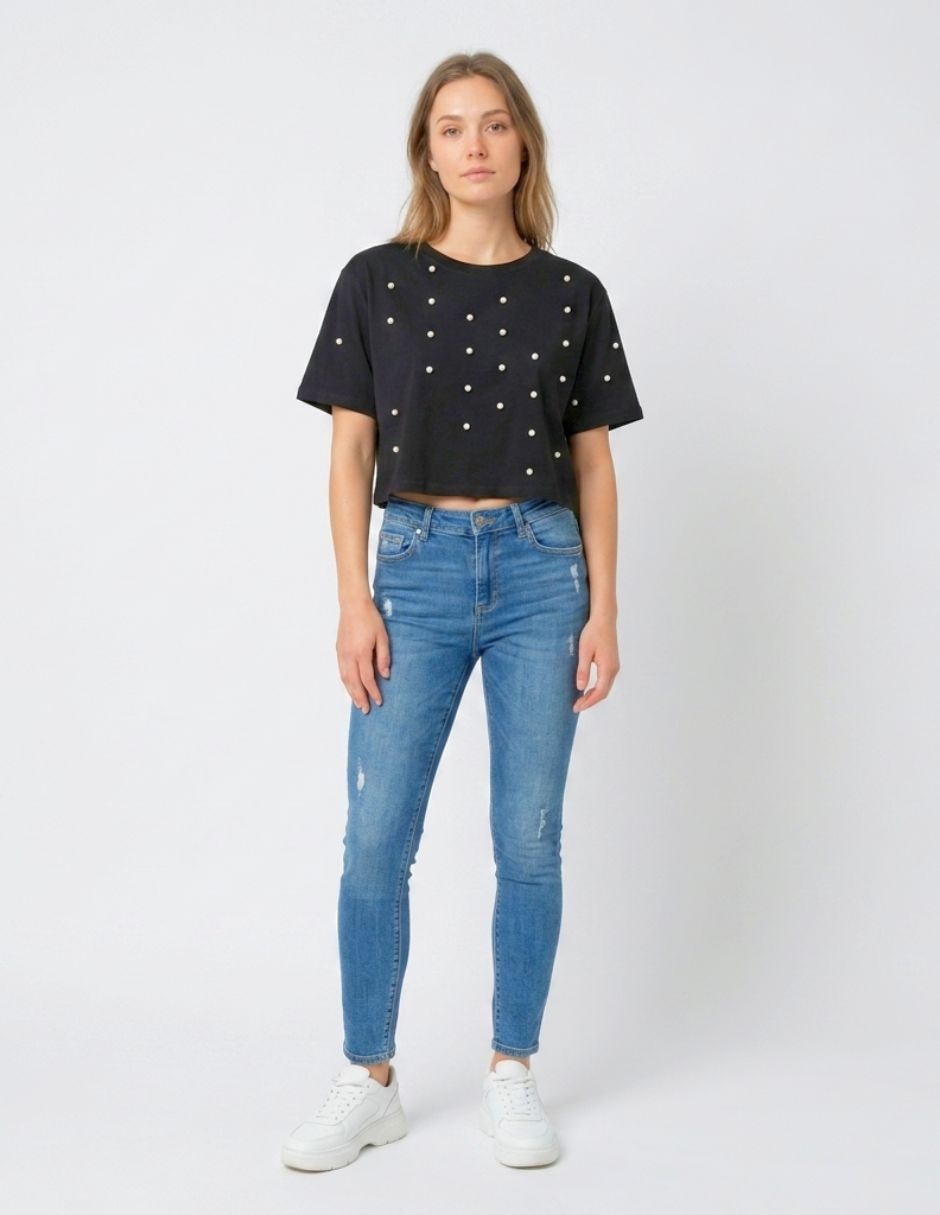 Playera manga corta cuello redondo para mujer