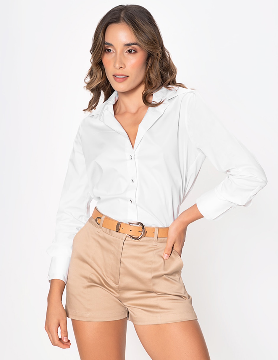 Blusa camisera studio f manga larga para mujer