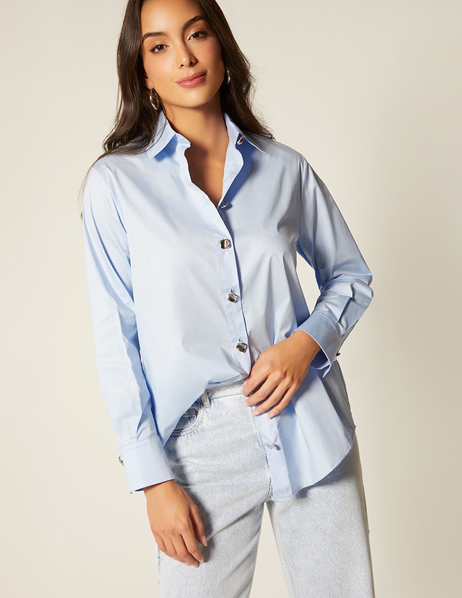 Blusa camisera manga larga para mujer Blusa camisera manga larga para mujer
