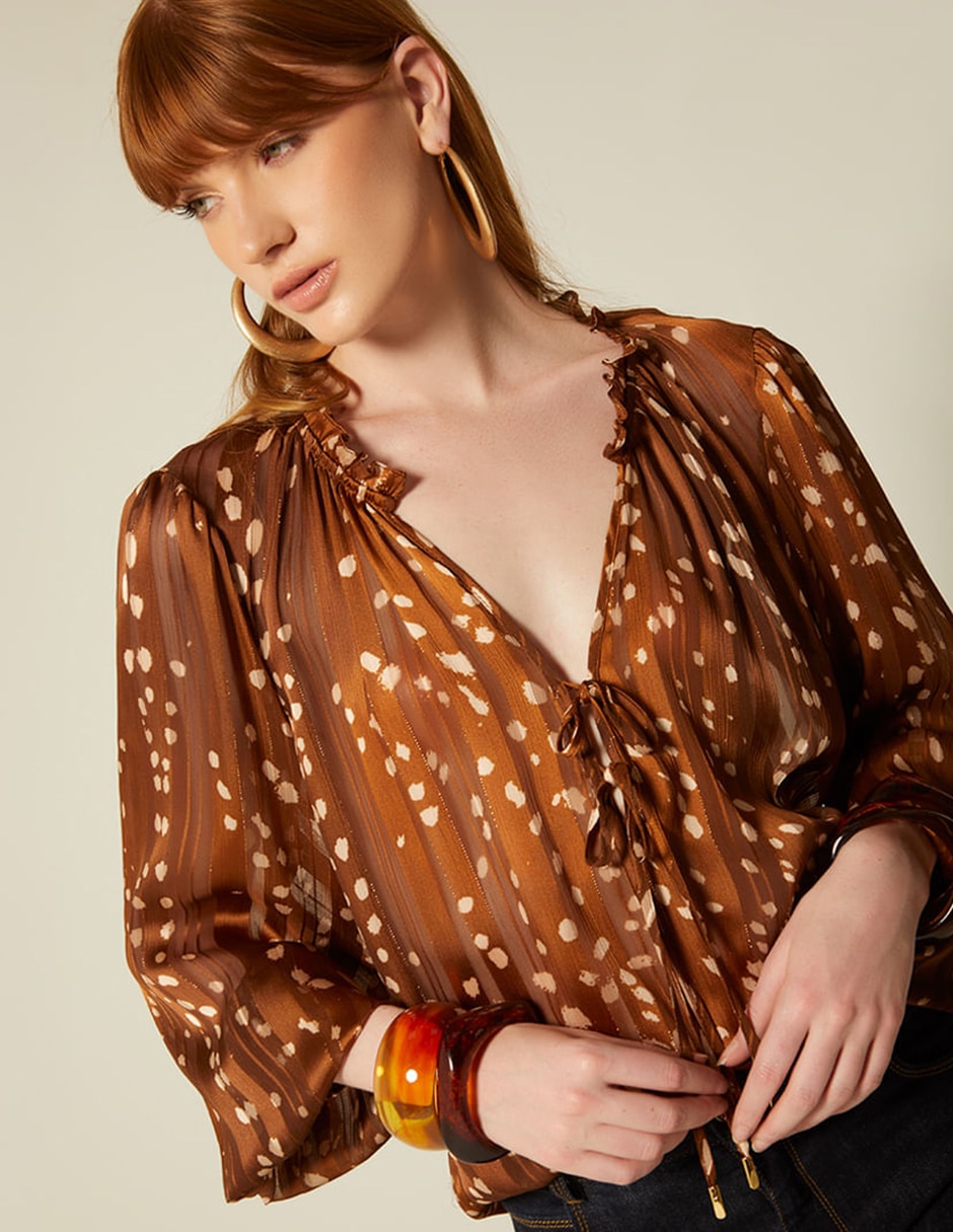 Blusa studio f bambi boheme manga 3/4 para mujer