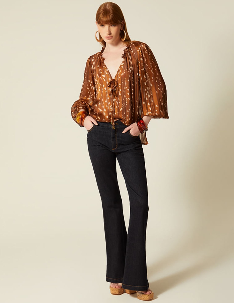 Blusa studio f bambi boheme manga 3/4 para mujer