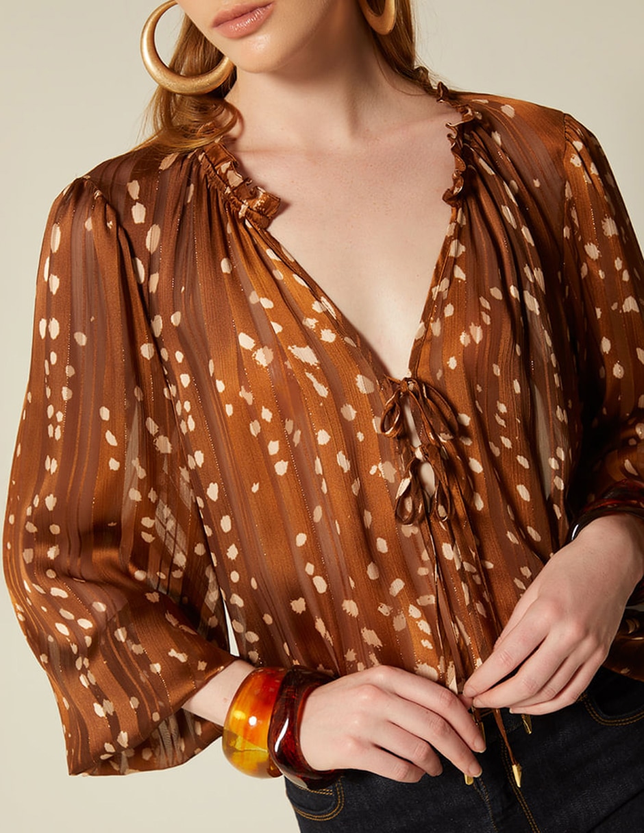 Blusa studio f bambi boheme manga 3/4 para mujer