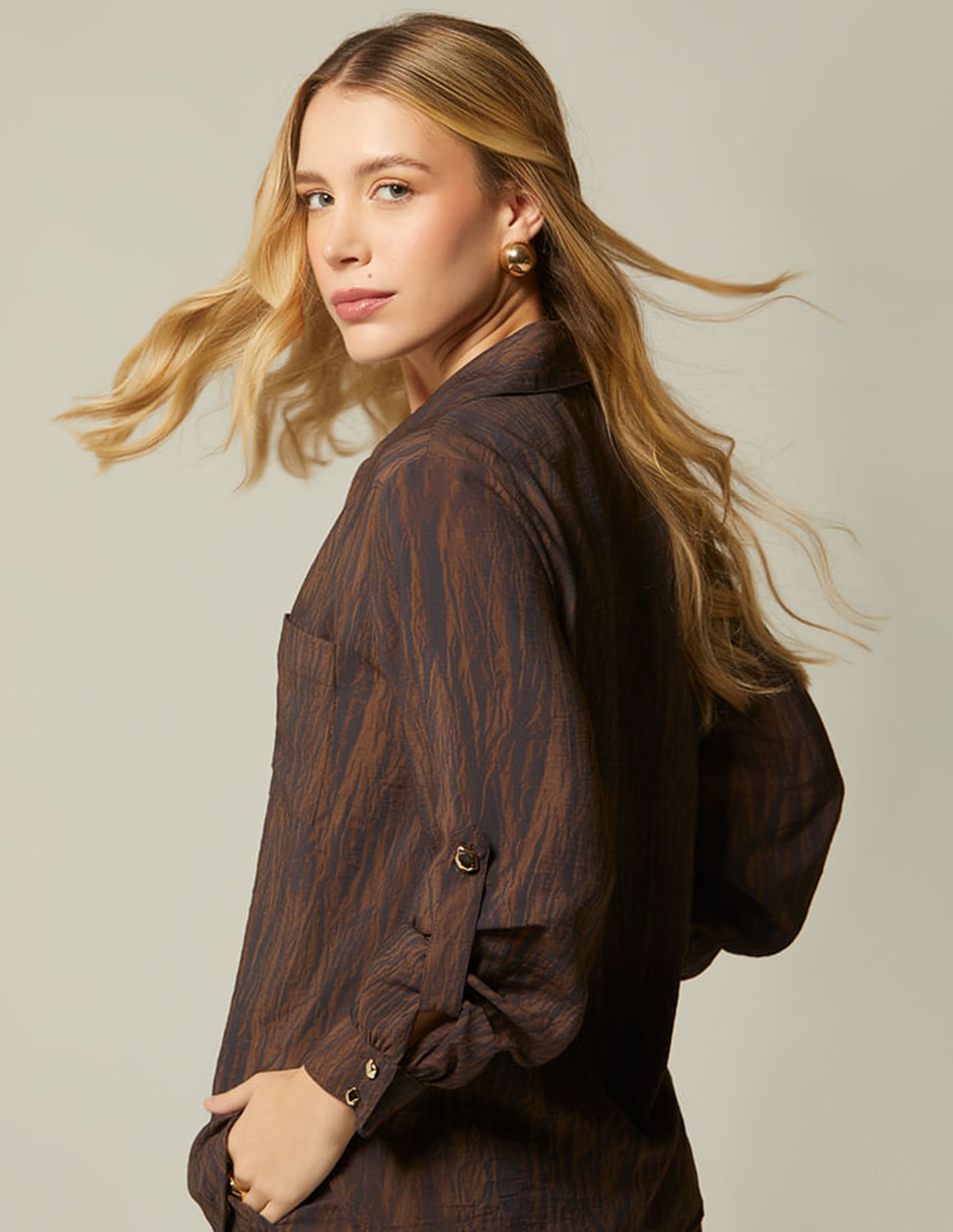 Blusa camisera studio f dunas de taroa manga larga para mujer