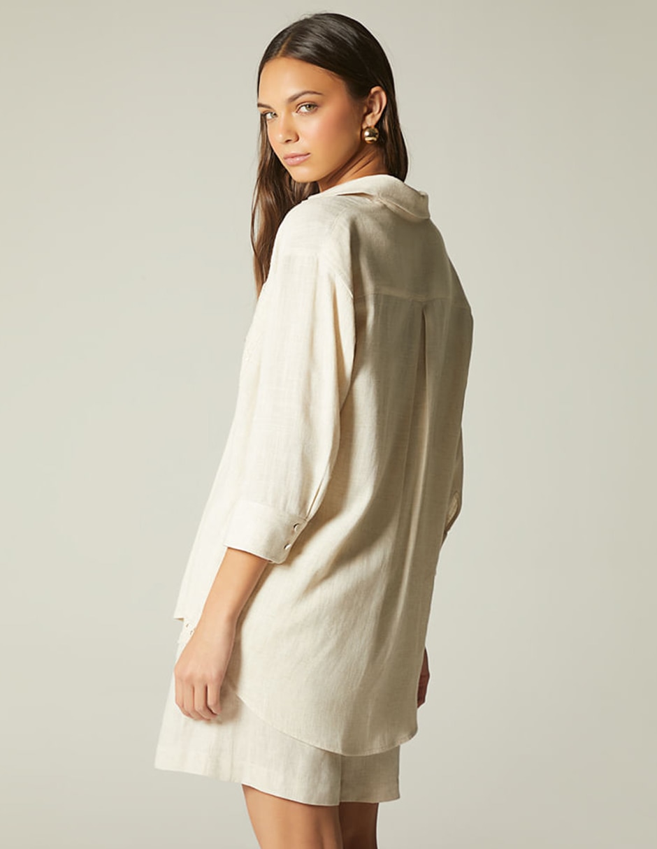 Blusa camisera studio f ornela manga 3/4 para mujer