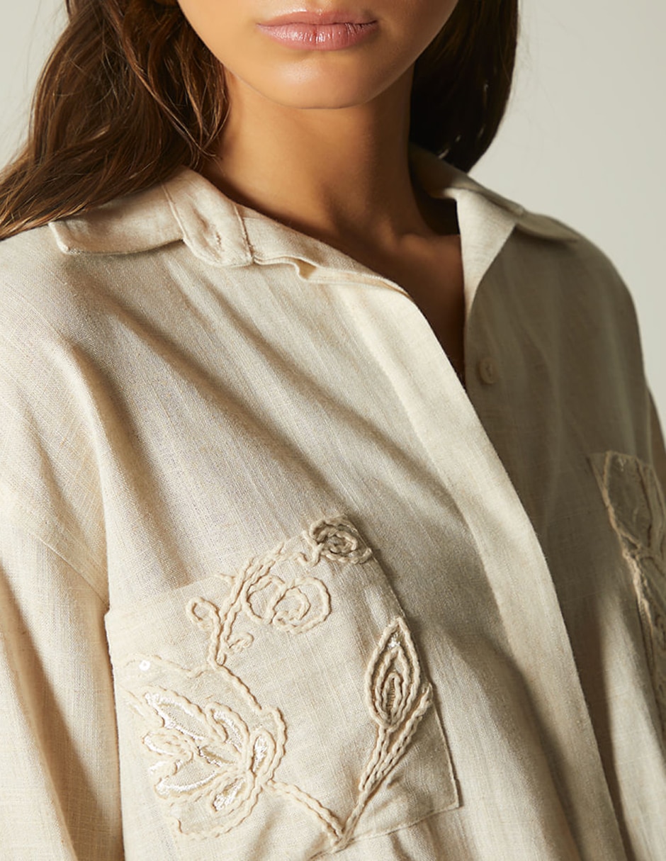 Blusa camisera studio f ornela manga 3/4 para mujer