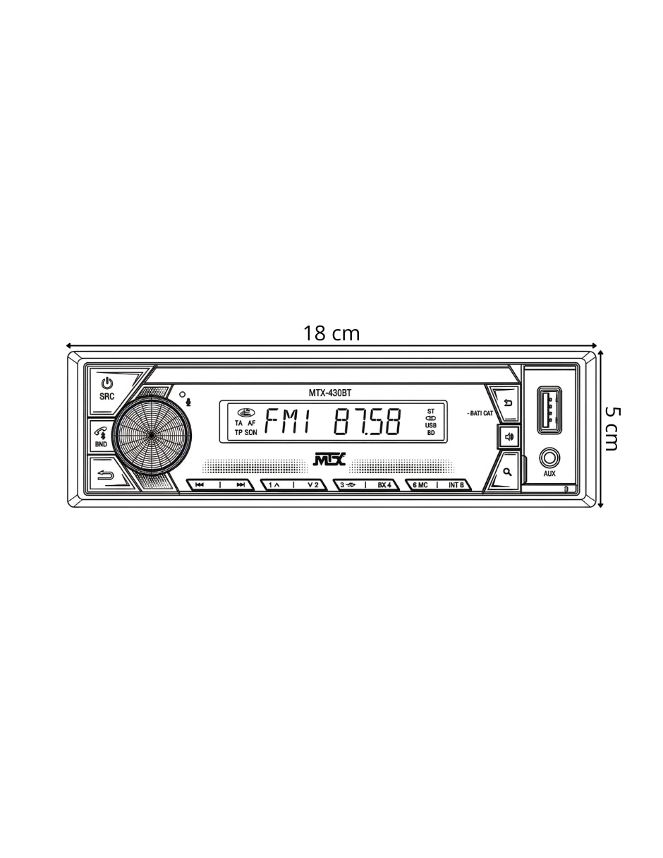 Autoestéreo un din Mtx MTX-430BT