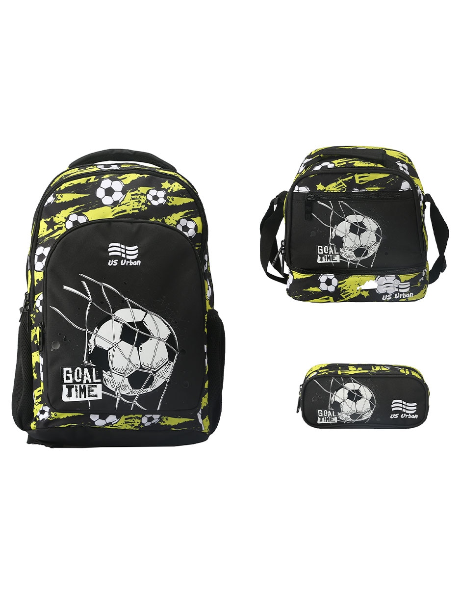Set mochila escolar Fútbol para niño