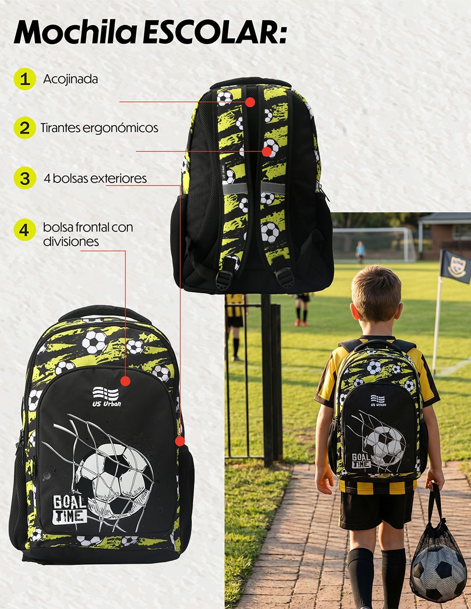 Set mochila escolar Fútbol para niño 4