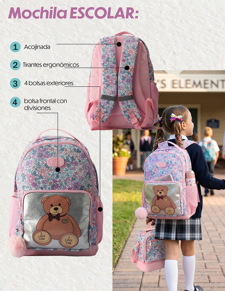 Set mochila escolar Lisa Us Urban para niña