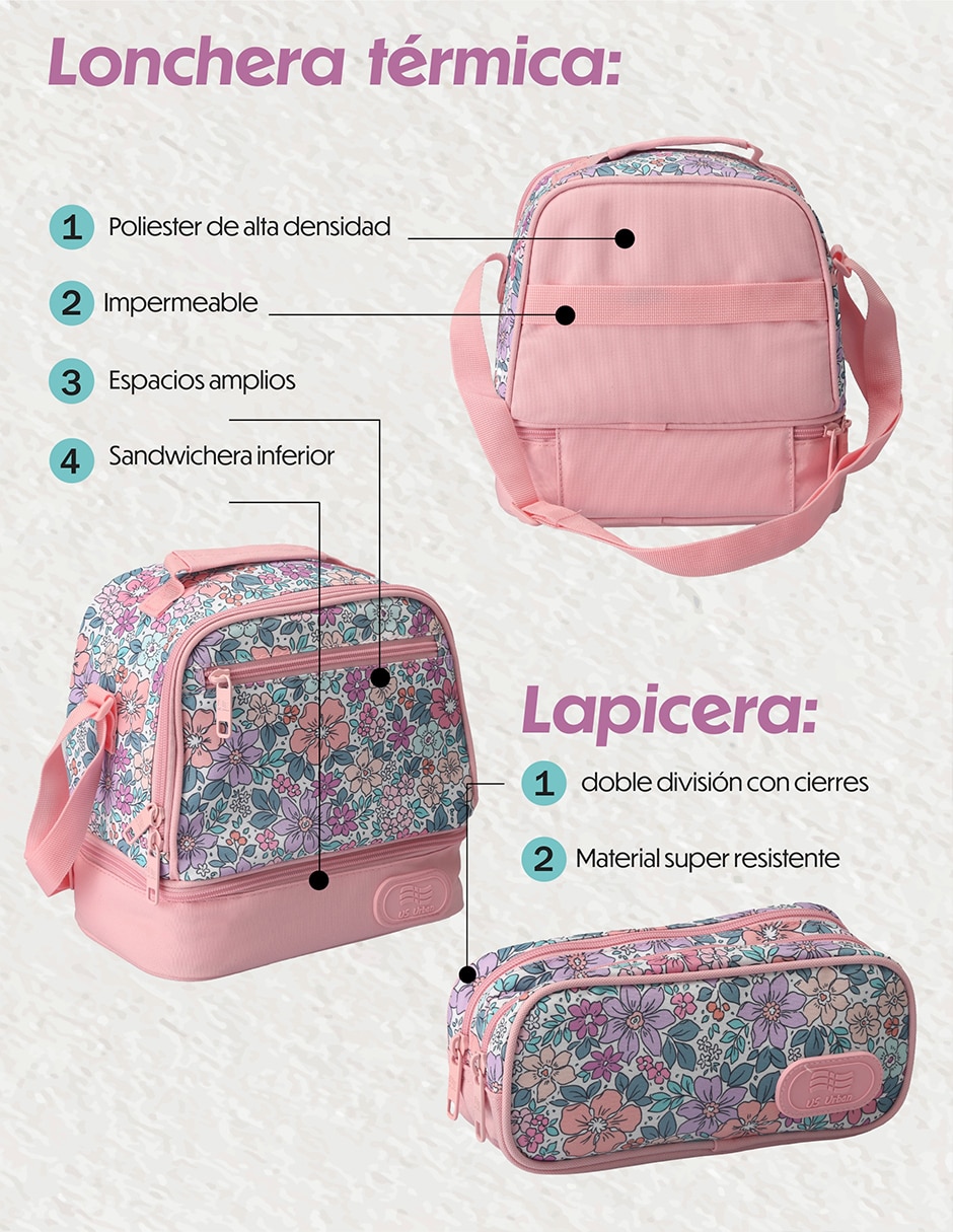 Set mochila escolar Lisa Us Urban para niña