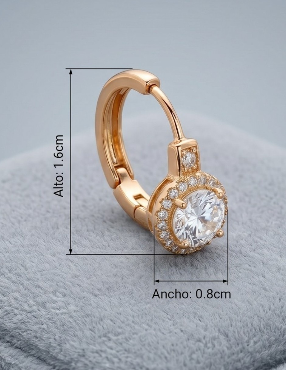 Aretes huggies Cm-top de oro laminado 14 k con acabado brillante zirconia cúbica